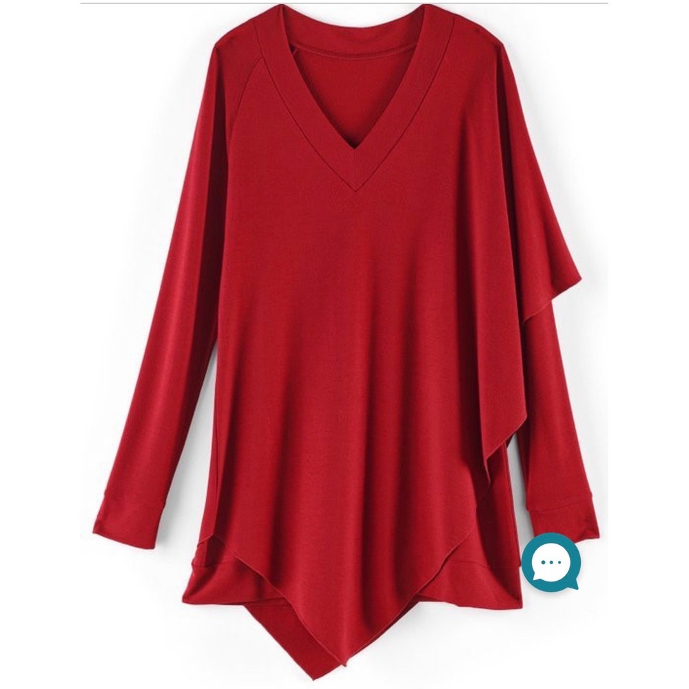 Soft Surroundings Madeline Tunic Women L Red Excellent Flowy Cozy V-Neck Drapey